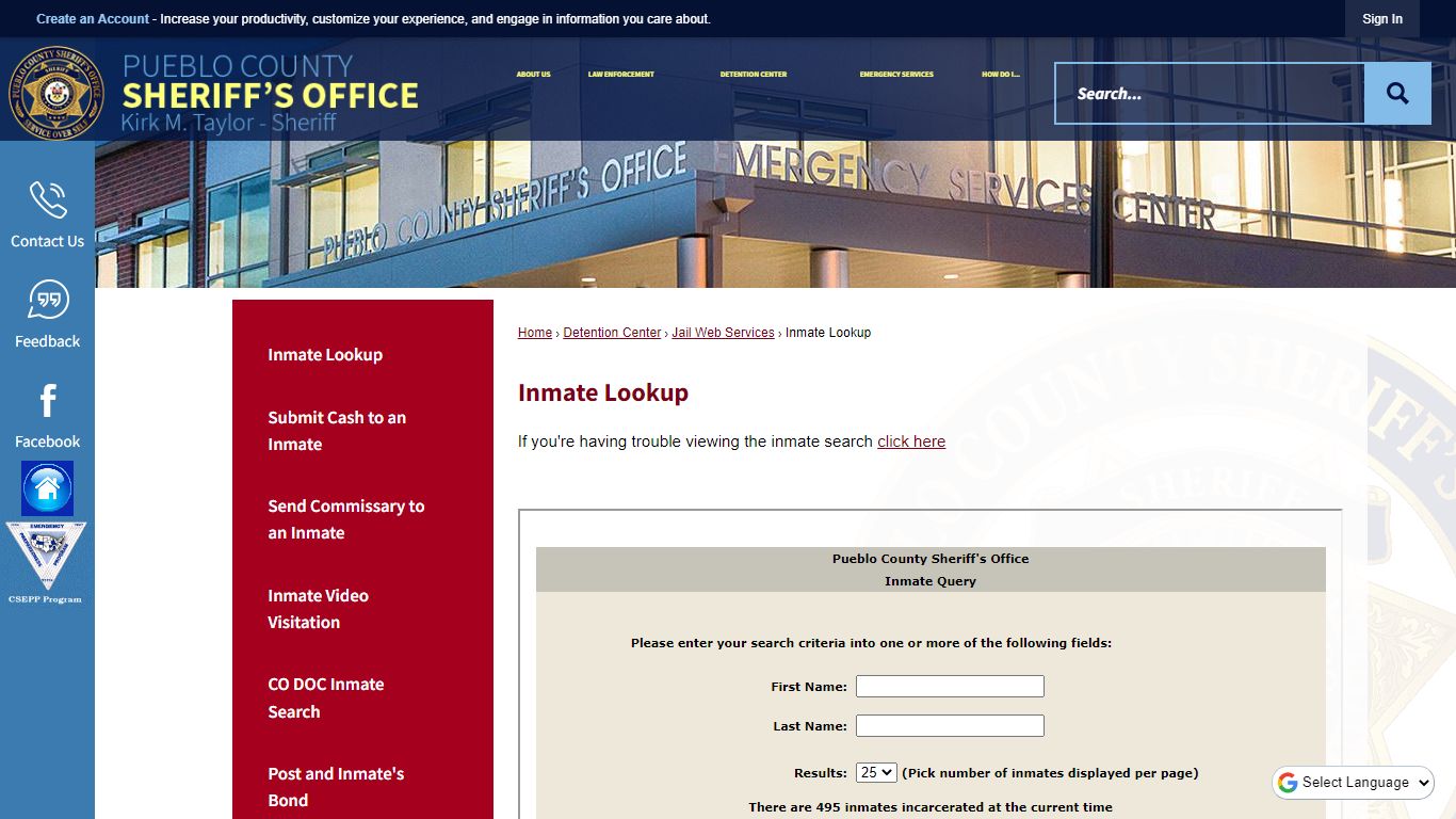 Inmate Lookup - Pueblo County Sheriff's Office