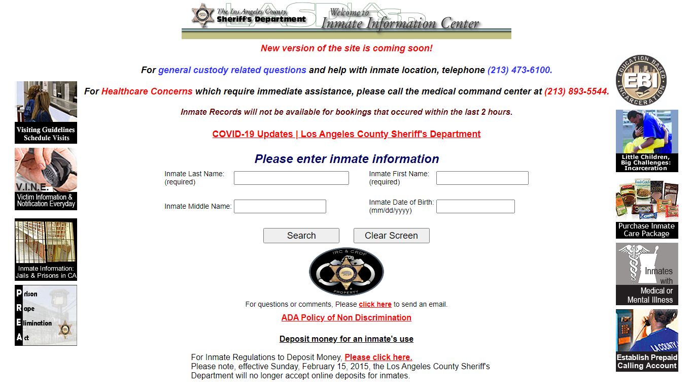 Inmate Search - Los Angeles County Sheriff's Department